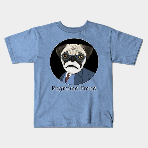 Pugmund Freud Kids T-Shirt by FivePugs